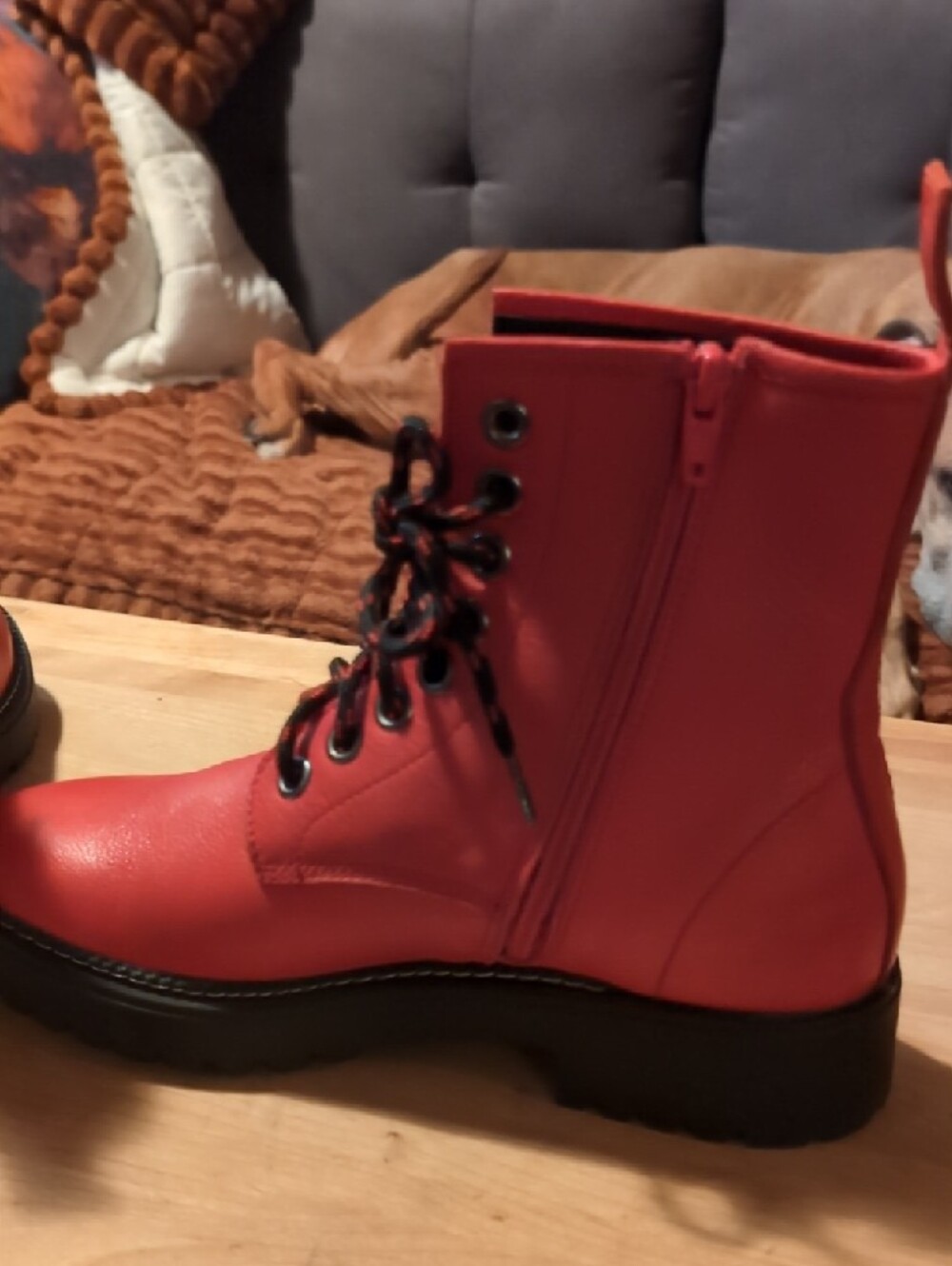 Bueno Red and Black Combat Boot - Picture 6 of 6